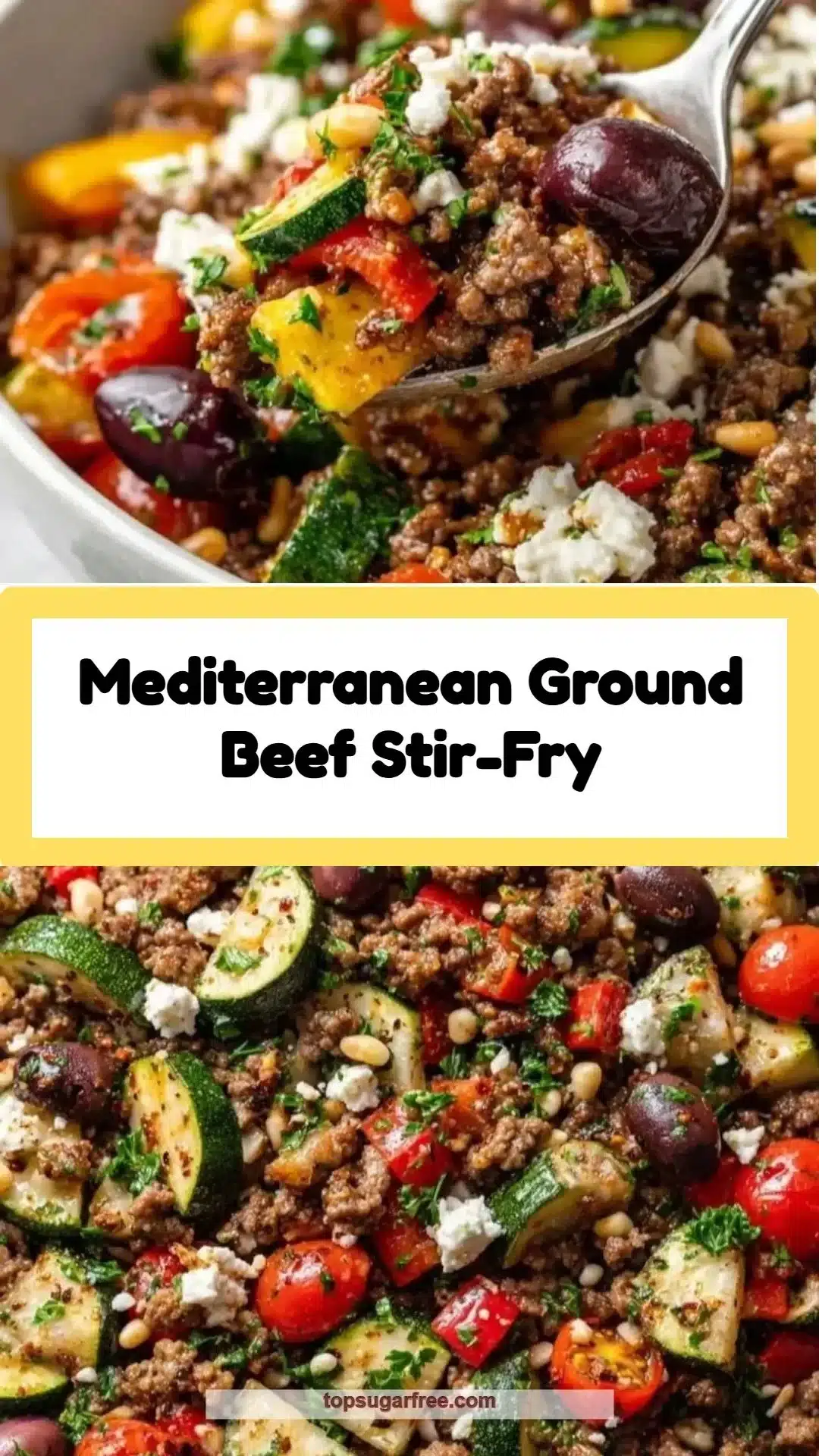 Mediterranean ground beef stir-fry packed with vegetables and spices