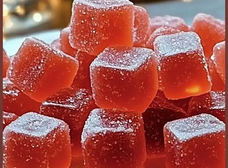 Red Hot Cinnamon Hard Candy in a glass jar, showcasing their vibrant color and texture.