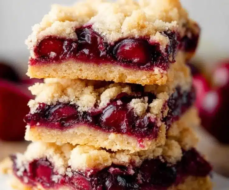 Delicious homemade Cherry Crumb Bars with a crumbly topping and vibrant cherry filling