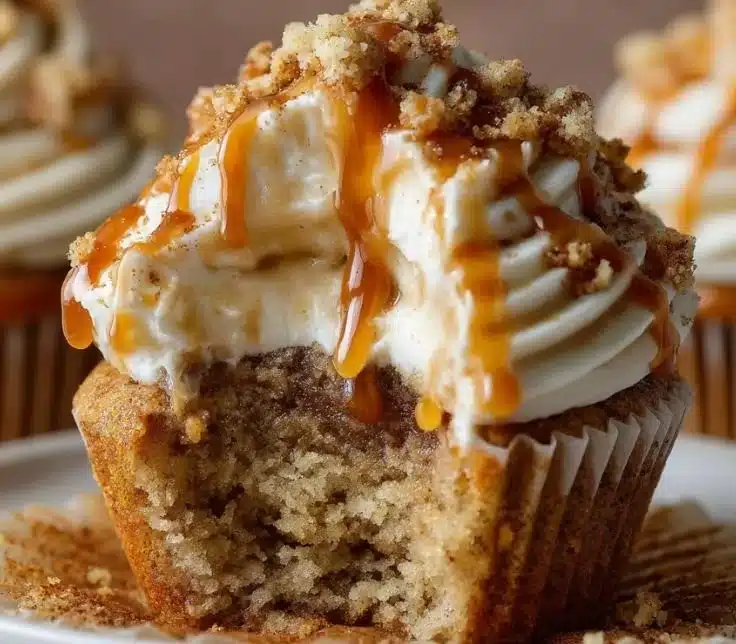 Delicious cinnamon maple banana cupcakes displayed on a tray