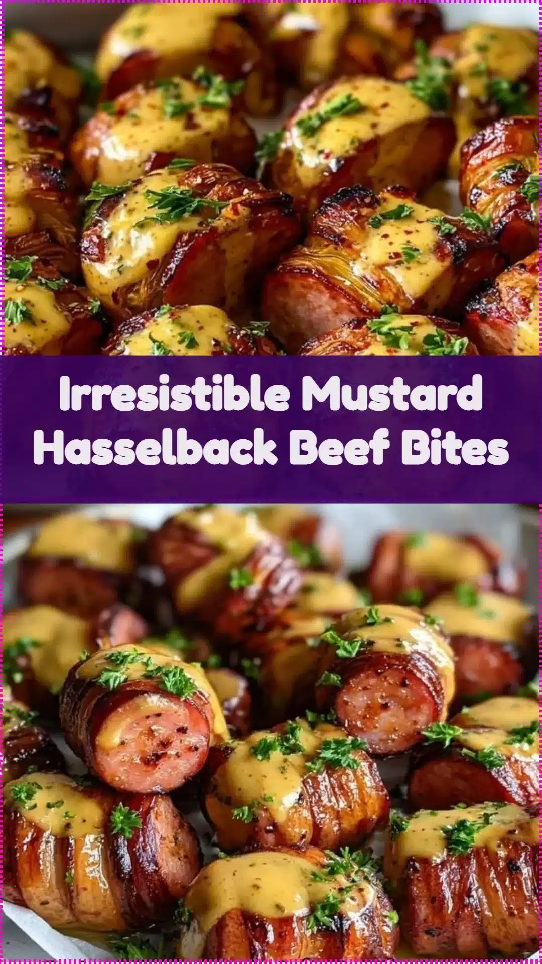 Irresistible mustard beef bites Hasselback style for a flavorful appetizer