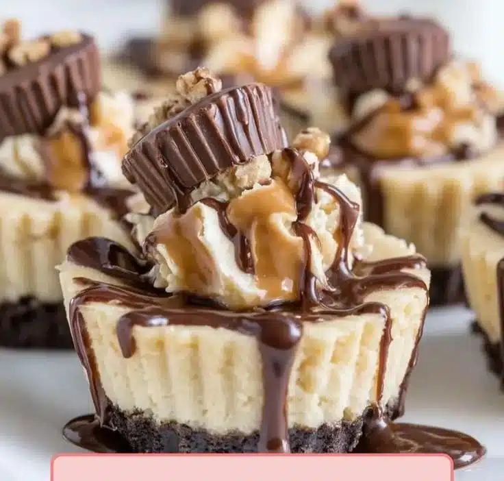 Delicious no-bake mini cheesecakes topped with fresh fruit and chocolate.