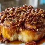 Delicious Pecan Sticky Buns topped with caramel and nuts