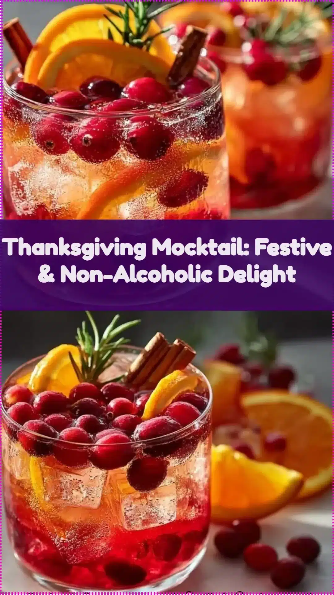 Festive Thanksgiving mocktail garnished with fresh fruits and herbs