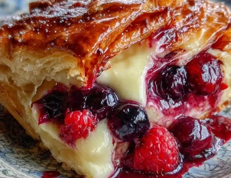 Mixed Berry Cheesecake Danish with fresh berries and creamy cheesecake filling