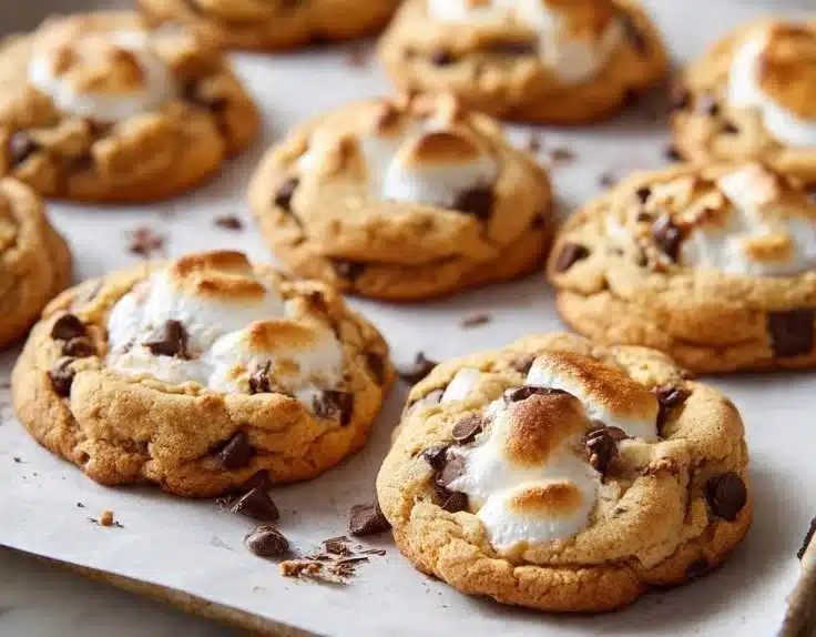 Soft chocolate marshmallow cookies with gooey marshmallows and rich chocolate