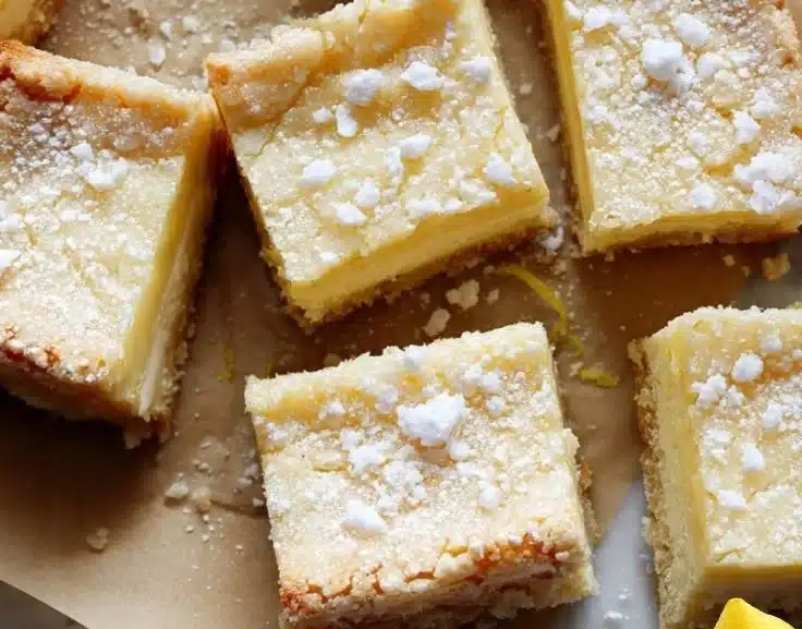 Lemon Cream Dessert Bars with a creamy lemon filling and crumbly crust