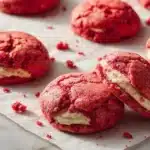Delicious strawberry cream cookies with fresh strawberries and creamy frosting